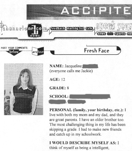 From the archives: 11/26/98  Channel One’s dangerous “Fresh Faces”