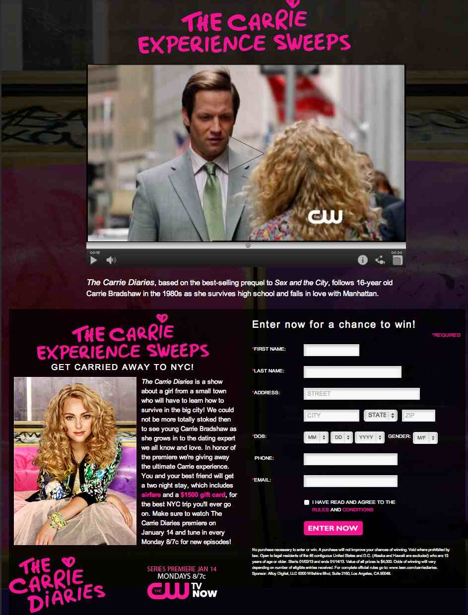 channel one news carrie diaries contest