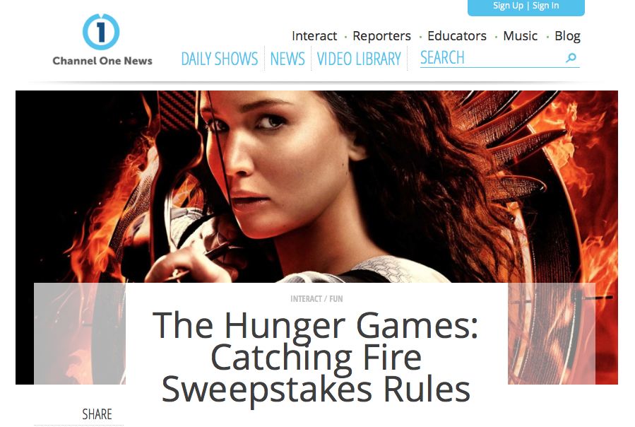 channel one hunger games sweeps Nov 2 2013 rules 1