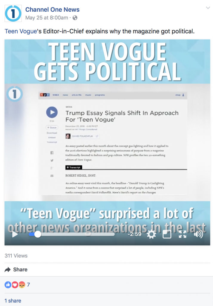 Channel One News and Teen Vogue get political with kids.